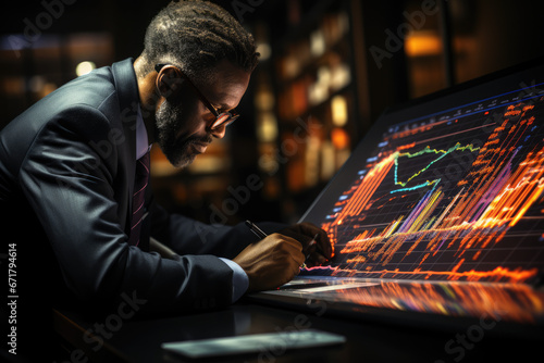 A person analyzing financial charts and graphs, highlighting the importance of data-driven decision-making in business. Generative Ai.