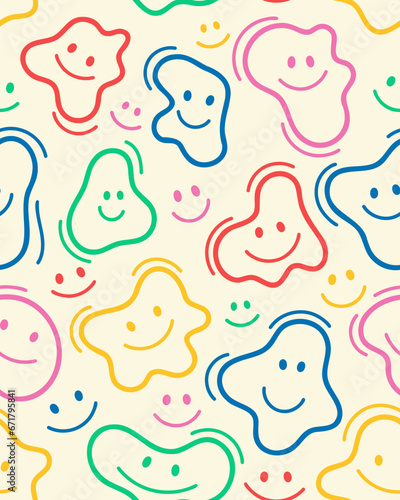 Retro smile seamless pattern vector