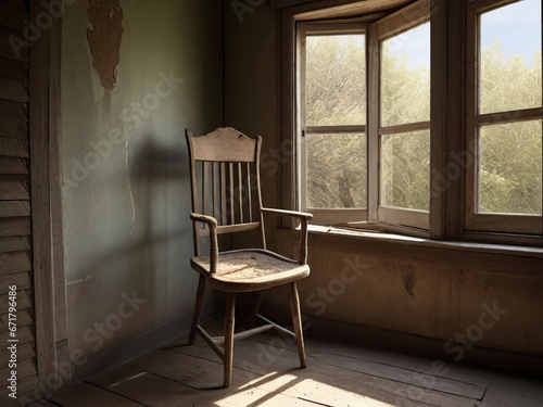 Old chair in an empty room