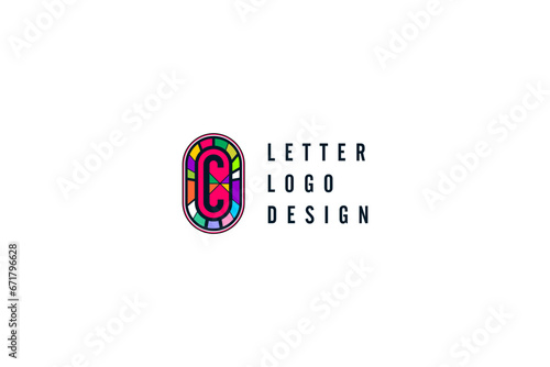Template logo design solution whose include in letter C and vitrage visual effect 