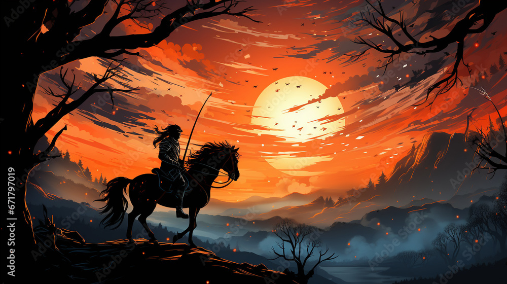 Sagittarius: A spirited archer drawing a celestial bow, surrounded by a ...