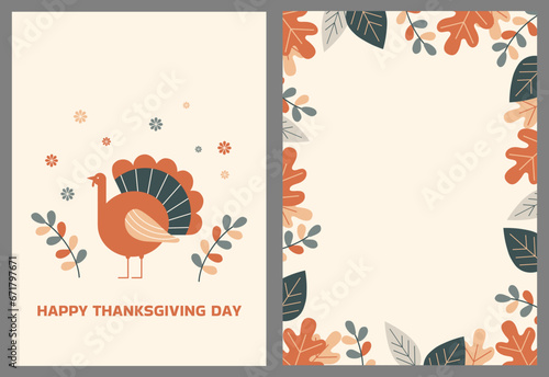 Happy Thanksgiving greeting card, invitation, vector illustration 