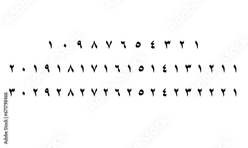 Arabic numbers one to thirty white background and black fonts