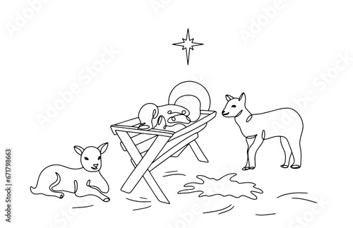 Jesus in the manger. One line