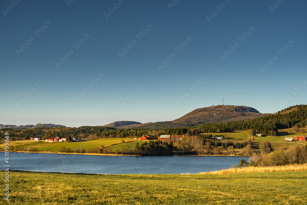 landscape with lake and mountains in Norway