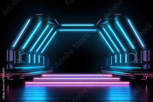 Neon Nexus: Futuristic Lighted Platform.