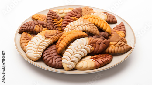 Top Down Photograph, Autumn Thanksgiving.Cookies Isolated on a White Background, Generative AI