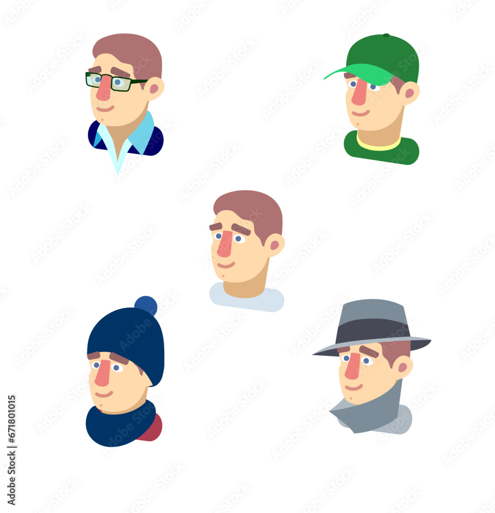 Accessories design for avatars with flat characters Accessories design for avatars with flat characters