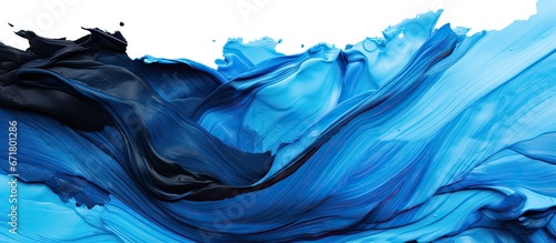 A zoomed in view of a painting with shades of blue and black
