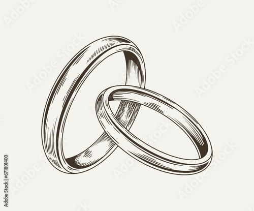 Wedding ring minimalistic sketch vector