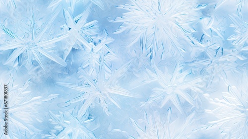  a close up of a pattern of snowflakes on a blue and white background with snow flakes in the foreground. generative ai
