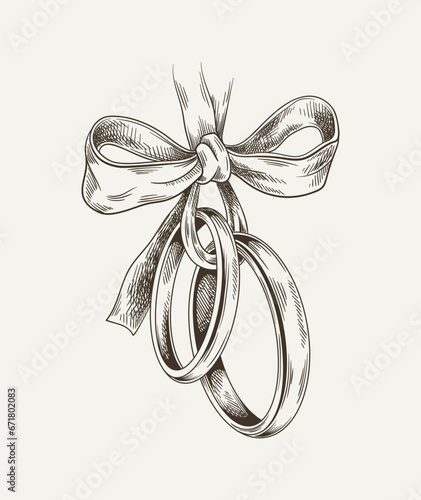 Wedding ring minimalistic sketch vector