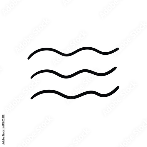 A hand-drawn cartoon doodle waves icon on a white background.