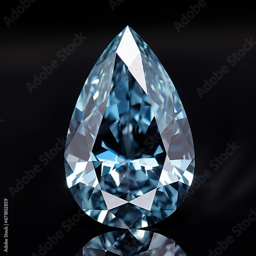 Blue diamond on a black background. 3d rendering  3d illustration.
