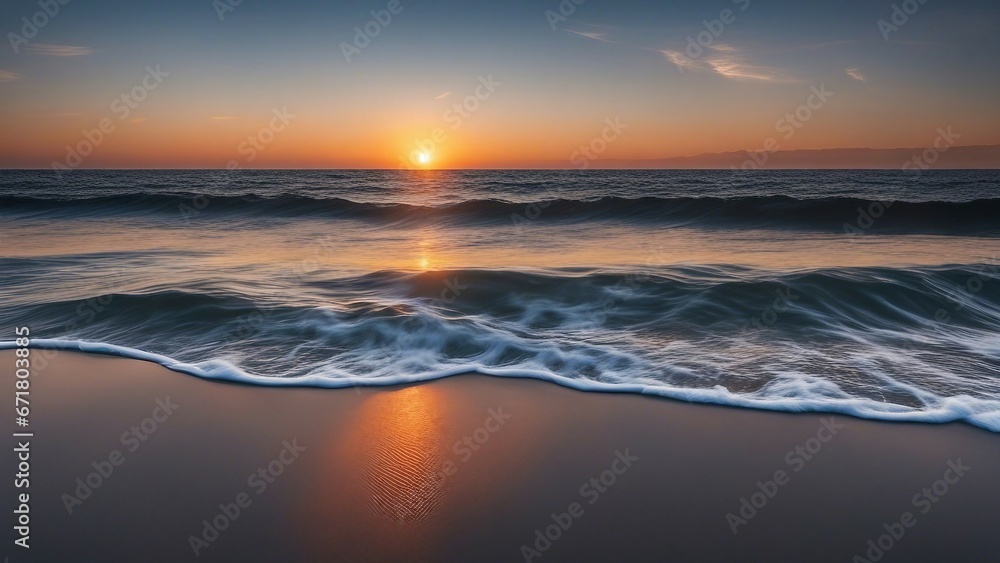 sunset on the beach relaxing calm sea view open ocean water sunset sky tranquil nature background