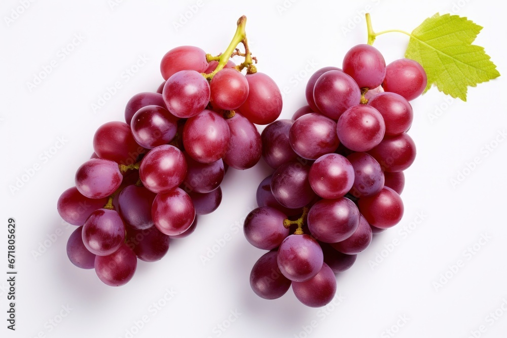 Bunches of Juicy Red Grapes Dangling From Green Leaves Created With Generative AI Technology