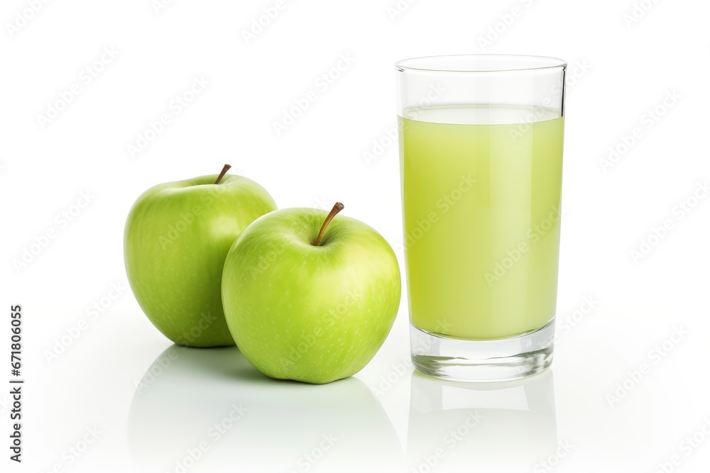 Two Fresh Green Apples with Refreshing Juice Created With Generative AI Technology Two Fresh Green Apples with Refreshing Juice Created With Generative AI Technology