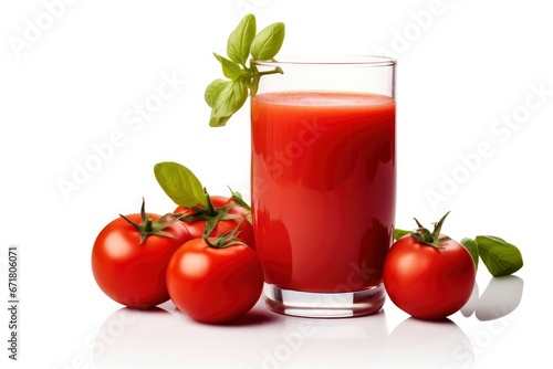 Tomato Delight: A Refreshing Glass of Tomato Juice With Fresh, Juicy Tomatoes Created With Generative AI Technology