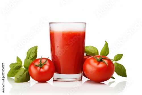 A Refreshing Glass of Tomato Juice With Fresh, Ripe Tomatoes Created With Generative AI Technology © Karlaage