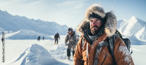 Arctic Odyssey: A Man Working as a Polar Explorer, Embracing Extreme Cold, Courage, and Perilous Adventure in the Melting Arctic of the Northern Hemisphere photo