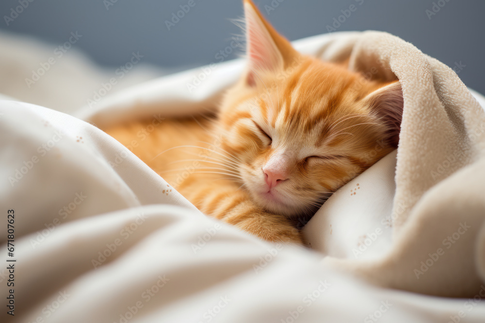 Orange Tabby Kitten's Relaxed Morning