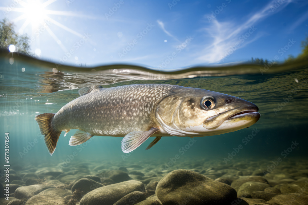 Hake as it navigates the depths of the river Hake as it navigates the depths of the river