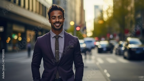 Wallpaper Mural Handsome young businessman is walking on the street and smiling Torontodigital.ca