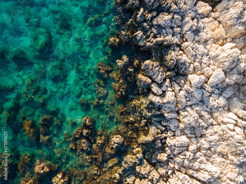 Aerial view of the sea and stones, Turkey