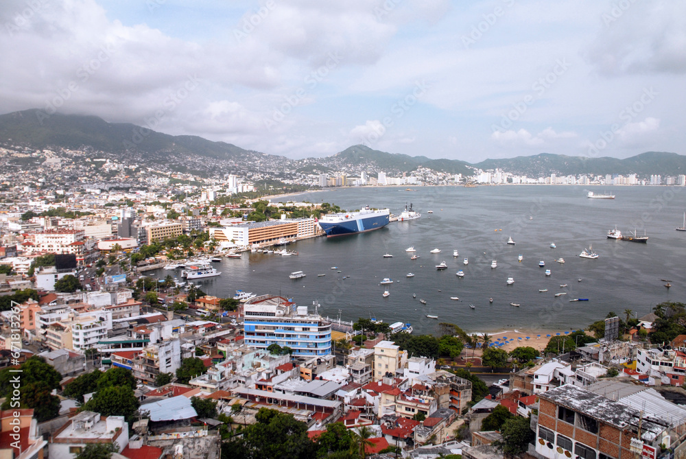 Acapulco Mexico, View of the Port and La Costera, panoramic view, Pacific Ocean, travel, tourism