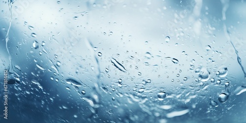 Detailed view of rainwater drops creating a serene pattern on glass.