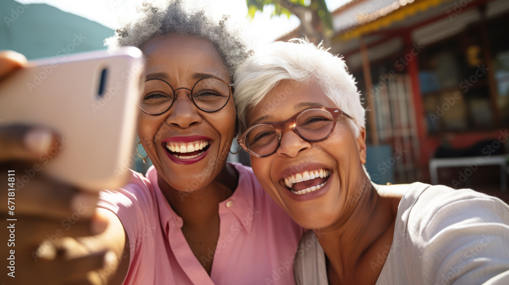 A Couple of Happy Multicultural Lesbians is Spending an Excellent Day in the City and Taking Selfie A Couple of Happy Multicultural Lesbians is Spending an Excellent Day in the City and Taking Selfie