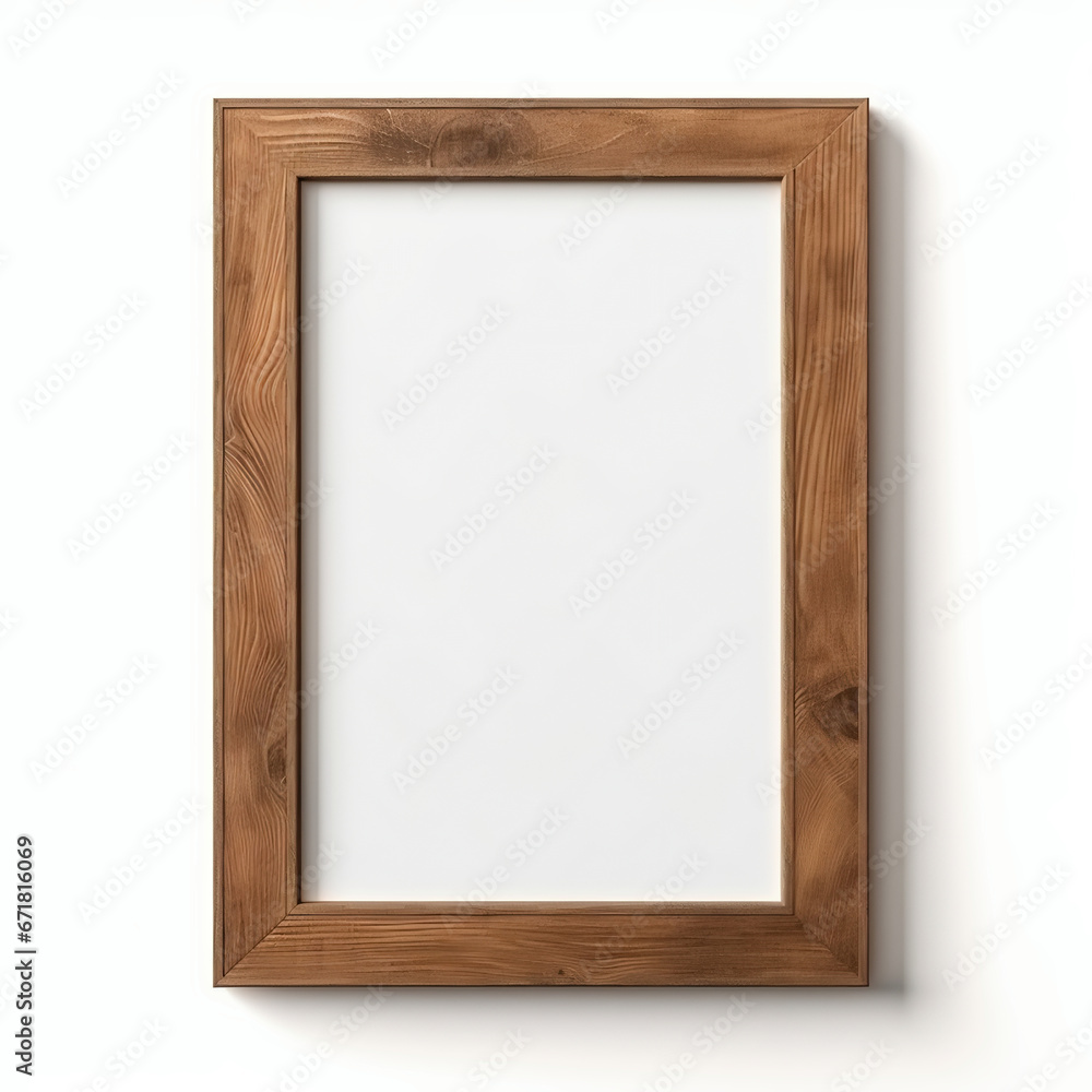 Wooden picture frame isolated on white background. 3d render. Wooden picture frame isolated on white background. 3d render.