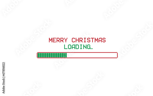 Pixel art banner for Merry Christmas. Vector Banner.