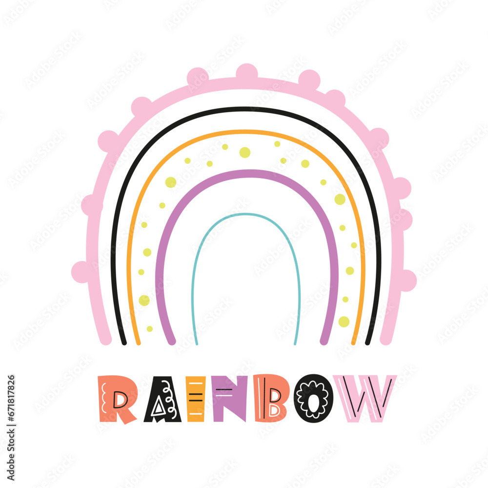 cute rainbow isolated on white background, creative scandinavian kids texture for fabric, wrapping, textile, apparel, vector illustration cute rainbow isolated on white background, creative scandinavian kids texture for fabric, wrapping, textile, apparel, vector illustration