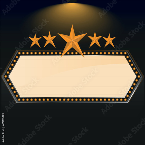 billboard with golden stars vector illustration vintage vegas style.