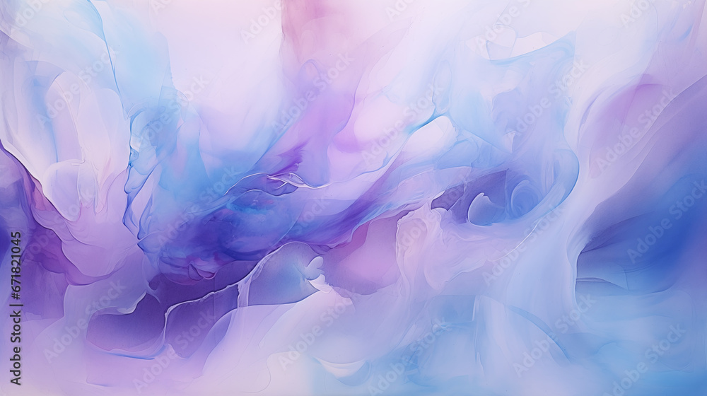 Fototapeta premium Watercolor abstract painting in pastel blue and violet colors with shimmering effects and smooth transitions between colors. High quality illustration.