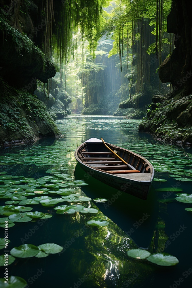 impressive and spectacular river canyon landscape with a boat impressive and spectacular river canyon landscape with a boat