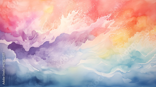 Watercolor background with a rainbow of colors  including red  orange  yellow  green  blue  indigo  and violet. High quality illustration.