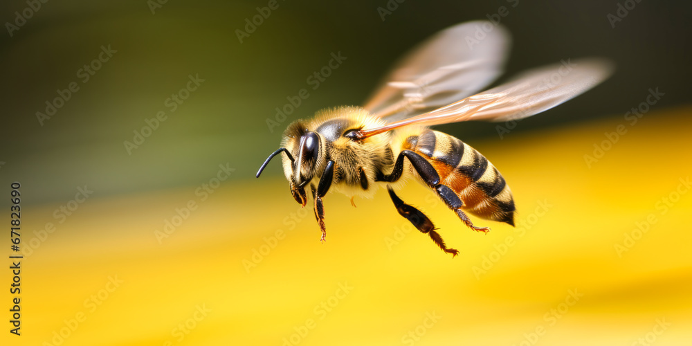 Bee in fast flight with motion blur effect. Bee in fast flight with motion blur effect.
