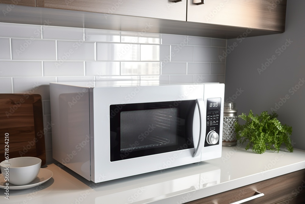 Fototapeta premium microwave in the kitchen of the house