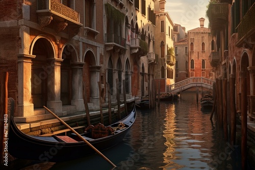 Valokuva The empty canals in Venice renders gondolas idle, forsaken and decrepit