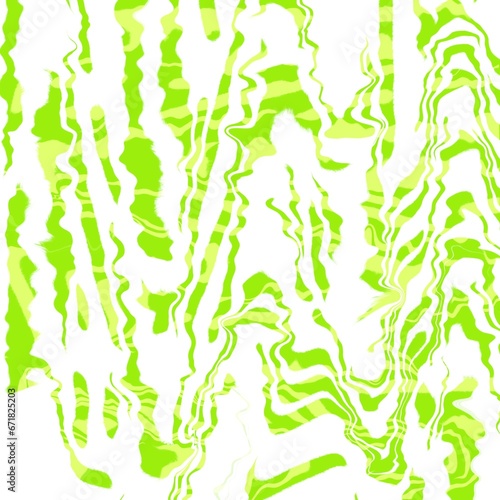 Bright green psychedelic camouflage floral seamless pattern hand drawn