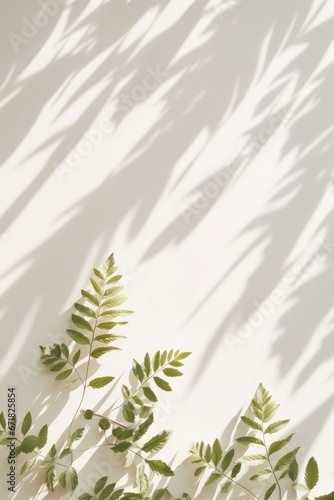 Shadows of leaves on the wall background - generative ai