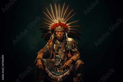 native peruvian man wearing traditional dress