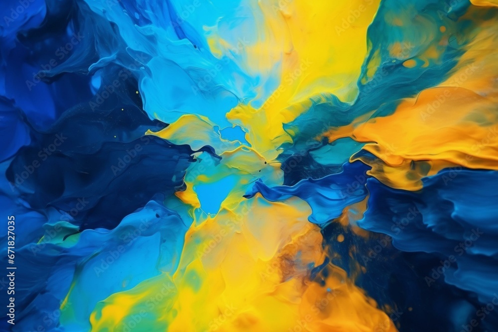 Colorful abstract background with bright blue and yellow hues. Generative AI