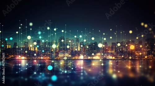 Big data abstract background. Technology network concept. Futuristic global database visualization. © VectorLM
