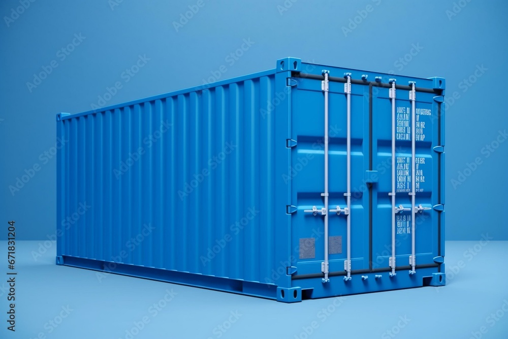 blue shipping container on clear backdrop, image file. Generative AI