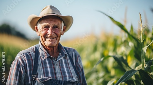 happy farmer posing happily for the camera in the field