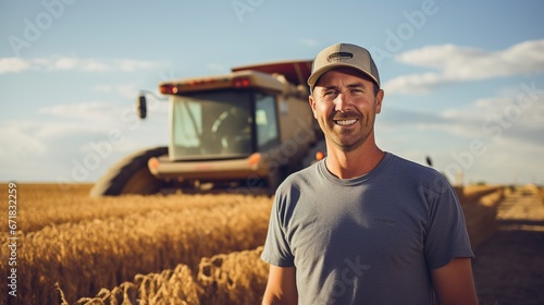 happy farmer posing happily for the camera in the field