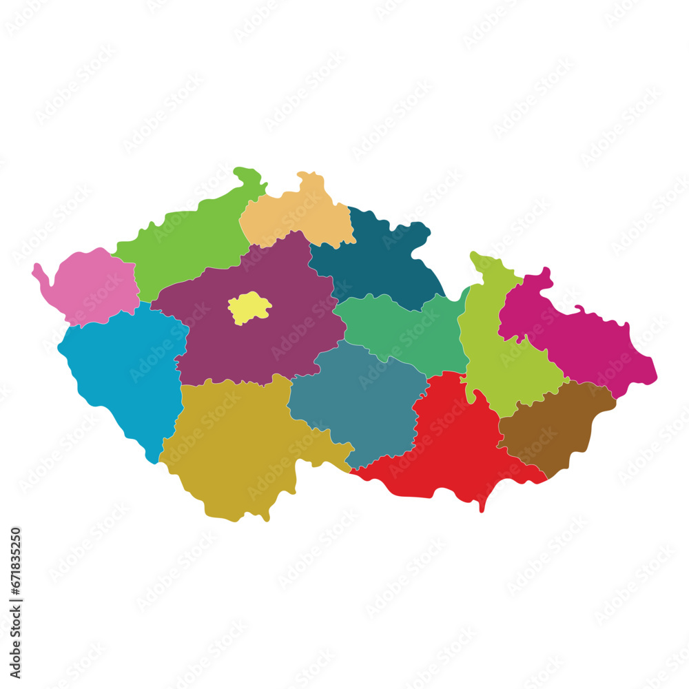 Czechia map. Map of Czech Republic in administrative regions